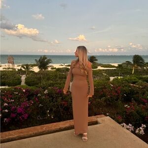 Princess Polly Brown Off-Shoulder Dress